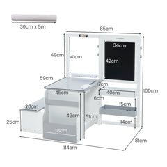 Kids Art Easel Table and Bench Set with Adjustable Easel and Bookshelf