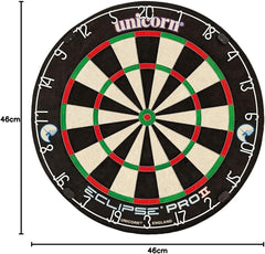 Dartboard | Eclipse Pro 2 | Flat Profile Number Ring | Championship Quality Sisal Bristle | Staple-Free Construction