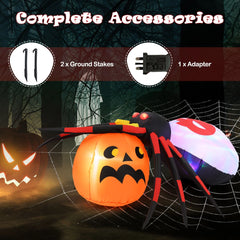 Inflatable Halloween Spider with Colorful Rotating Light