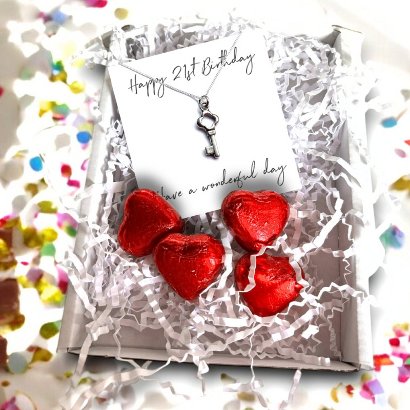 Happy 21st Birthday Necklace Mini Gift Hamper Key Necklace Gift Daughters