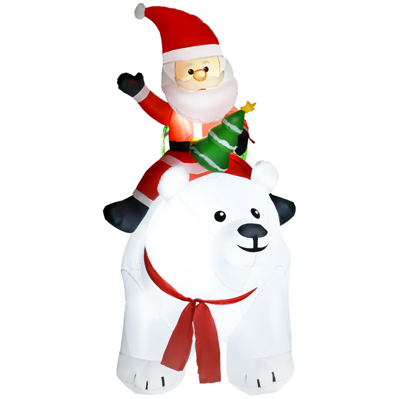 Christmas Inflatable Santa Claus w/ Polar Bear for Graden 6.6FT
