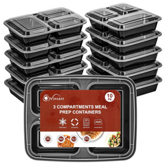 10pk 3 Compartment Meal Prep Containers x3