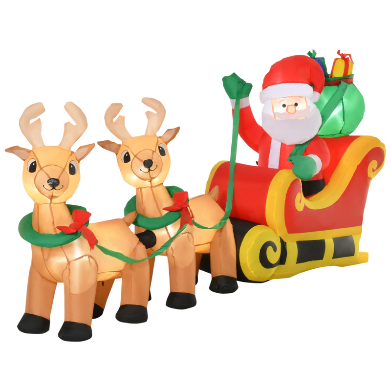 Christmas Inflatable Santa Claus on Sleigh LED Indoor Outdoor 3.5ft