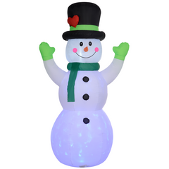 Inflatable Snowman w/ Black Hat, Green Scarf for Garden Yard 10ft