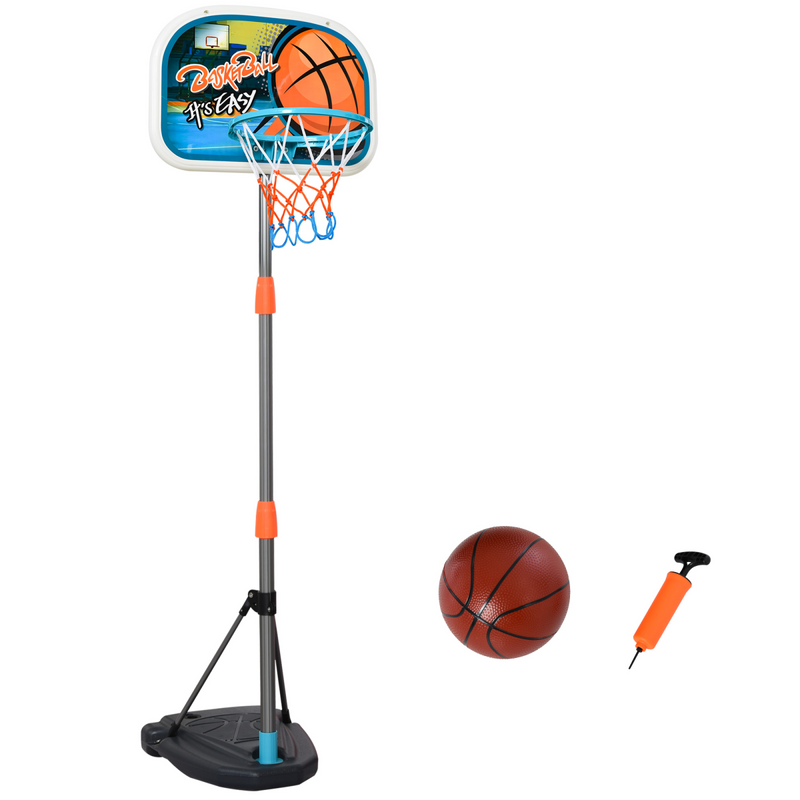 Kids Basketball Set Hoop Ball Pump Height Fillable Base 3-8 Yrs 3 Pcs