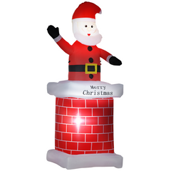 Christmas Inflatable Santa Claus from Chimney with LED Lights 7ft