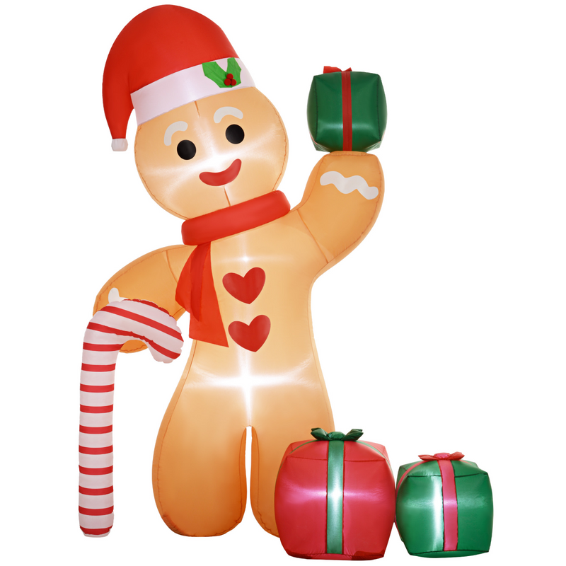 Christmas Blow Up Gingerbread Man with Candy Cane for Party 8FT